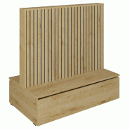 Gondole double face Vertigo T03 avec tiroir MDF noir et chêne clair 125x74x125cm
