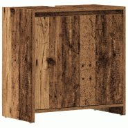 Helloshop26 - Armoire lavabo salle de bain rangement spacieux design épuré 60 x 33 x 60 cm en bois d'ingénierie vieux bois 02_0051609 - Bois massif