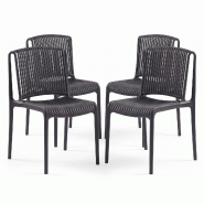 Mod. NES Ensemble de 4 chaises d'extérieur anthracite pour jardin, bar, terrasse, restaurant, design élégant - gris 973