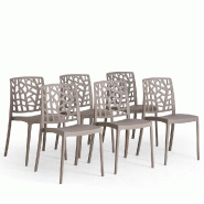 RATTATAN Lot de 6 chaises empilables en polypropylène avec fibre de verre pour jardin ou intérieur, hydrofuges et résistantes, design moderne-TRIXY RATTATAN Lot de 6 chaises empilables en polypropylène avec fibre de verre pour jardin ou intérieur, hydrofuges et résistantes, design moderne-TRIXY