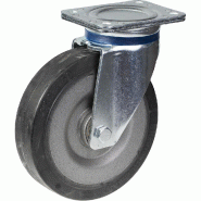 Roulette pivotante de 125 mm avec bande élastique noire sur un moyeu en nylon