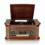 Tourne-Disque Roadstar HIF-1996D+BT - 33/45/78 Tr/Min, Radio Dab+/FM, CD/CDR/CDRW/CD-MP3, Cassette, Bluetooth, USB, rétro, Bois - 3666638041753