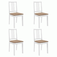 VidaXL Chaises à manger avec coussins lot de 4 blanc bois solide Modèle Vega Master Modern - 247635