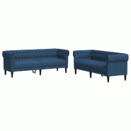 VidaXL Ensemble de canapés 2 pcs bleu tissu Modèle Xervelisse - 3209206