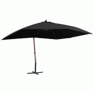 VidaXL Parasol suspendu avec mât en bois 400x300 cm Noir Modèle Titan Essence Pro - 47122