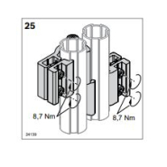 Charnière d28l/d28l pour  profilés ronds ecoshape