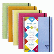 Clairefontaine Lot de 5 Cahier Linicolor Fresh Proactiv'Book A4+, 160p./80 feuilles perfo. Détachables 90 g/m² reliure intégrale, Séyès - 3329683