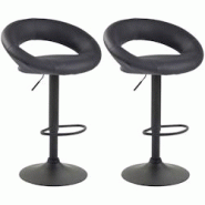 CLP Lot de 2 Tabourets de bar Olinda en similicuir hauteur réglable et siège pivotant Gris/Noir - gris polyester 320299 CLP Lot de 2 Tabourets de bar Olinda en similicuir hauteur réglable et siège pivotant Gris/Noir - gris polyester 320299