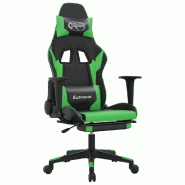 Décoshop26 - Fauteuil de bureau chaise gaming fonction de massage avec coussin lombaire et repose-pieds en PVC noir et vert DEC025882 - noir 30002555