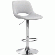 Décoshop26 - Tabouret de bar chaise haute x1 avec repose-pieds en velours gris clair piètement métallique chromé 10_0004593 - gris 3000252190181 Décoshop26 - Tabouret de bar chaise haute x1 avec repose-pieds en velours gris clair piètement métallique chromé 10_0004593 - gris 3000252190181