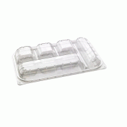 ECOLOMIQUE - 25 Pcs - Boîte repas plastique PET transparent - 5 compartiments - transparent plastique ECO210PRLS5