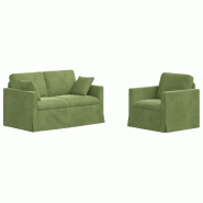 Ensemble de Canapés 2 pcs Vert clair 138 x 78 x 80 cm Velours Modèle Apex Nova Plus - Matériau naturel 8721364373976