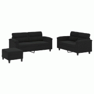 Ensemble de canapés 3 pcs avec coussins noir tissu microfibre Modèle Belvessa - 8721012072909