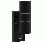 Helloshop26 - Applique murale extérieure cylindrique design contemporaine 7 x 10 x 22 cm éclairage chaleureux en acier inoxydable 02_0056545 - inox