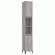 Helloshop26 - Armoire de bain sonoma gris rangement avec 2 étagères design moderne 30 x 30 x 190 cm en bois d'ingénierie gris 02_0048402 - gris mé
