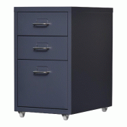 Helloshop26 - Caisson de bureau meuble de rangement pour documents dossiers fournitures de bureau à roulettes acier 48 x 28 x 41 cm 03_0006332 - acie