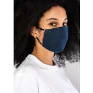 Masque barrière en denim avec détails simili-cuir ou cuir