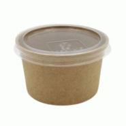 Pot à glace en carton 105ml Ø70 H41mm avec couvercle Vendu par 1000 JORIDEAL - marron en carton 3519400999434
