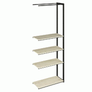 Suite structure Cage noir 88x40x240cm 4 tablettes érable_0
