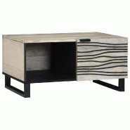 VidaXL Table basse Beige et Noir 80 x 50 x 40 cm Bois d'acacia massif Modèle Sirius Prime - 4017976