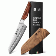 XinZuo - santoku en acier de Damas 18 cm - Série X03 Xing - Mauro Uliassi (chef 3 étoiles Michelin) - multicolore X03-RS