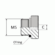 6 pans creux - SAE-OBMSPC04 - OBMSAE 7/16 JO SIX PANS CREUX - Avec joint o'ring