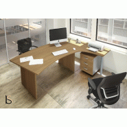 Bureau courbe Tono avec retour - Mobel Linea - Acacia foncé, Droite_0