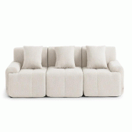 Canapé droit modulaire MILYSOFA SOFAMOUS 3 places Tissu chenille Blanc ivoire - MS-MOUS-3-IW