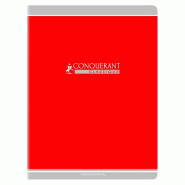 CONQUERANT Lot de 10 Cahier Classique piqué 24x32, 96p./48 feuilles 90g/m², Séyès, coloris rouge - 3020120189918
