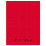 CONQUERANT Lot de 10 Cahier Sept PP piqué 17x22, 96p./48 feuilles 70g/m², Séyès, coloris rouge - 3020120260464