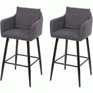 Décoshop26 - Lot de 2 tabourets de bar avec repose-pieds en tissu gris foncé et métal noir TDB04062 - gris 3001093469603 Décoshop26 - Lot de 2 tabourets de bar avec repose-pieds en tissu gris foncé et métal noir TDB04062 - gris 3001093469603