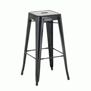 Décoshop26 - Tabouret de bar empilable avec repose-pieds design industriel factory métal noir 10_0000026 - noir métal 3000887169606