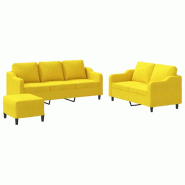 Ensemble de canapés 3 pcs avec coussins Jaune clair Tissu Modèle Helios Nordique Plus - 8721012068148