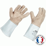 Gants de soudeur cuir croûte bovin doublé et renforcé - T-10 Gants de soudeur cuir croûte bovin doublé et renforcé - T-10