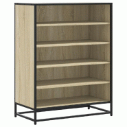 Helloshop26 - Armoire à chaussures 75 x 38 x 97,5 cm grand espace rangement déco moderne en bois d'ingénierie chêne sonoma 02_0055628 - métal 300