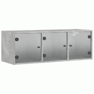 Helloshop26 - Armoire murale avec portes en verre rangement grand espace 102 x 37 x 35 cm design élégant en bois gris béton 02_0049348 - gris verre