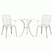 Helloshop26 - Ensemble de bistro jardin meuble extérieur terrasse 3 pièces aluminium coulé blanc 02_0013500 - blanc aluminium 3000735582724