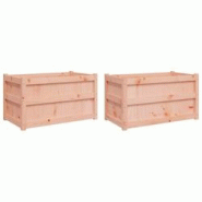Helloshop26 - Jardinière bac lit surélevé plantes fleurs jardin terrasses lot de 2 bois massif douglas marron 02_0039052 - 3000218003616