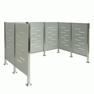 Mendler Clôture pour poubelles HWC-J55, Habillage pour poubelles Rangement pour poubelles, 150x243x163 métal ~ inox - argenté métal 81187+81188+81189