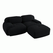 Merax canapé modulable en corde 2 places avec 1x tabouret, canapé nuage sans cadre, près du sol avec assise profonde, doux et confortable, - noir m_0