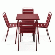 Oviala Business Ensemble table de jardin et 4 chaises en métal Pourpre - violet acier 114643 Oviala Business Ensemble table de jardin et 4 chaises en métal Pourpre - violet acier 114643