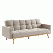 RATTATAN Canapé convertible en bois d'eucalyptus, design moderne, transformable en lit, rembourrage doux, fonctionnel pour salon, chambre à coucher