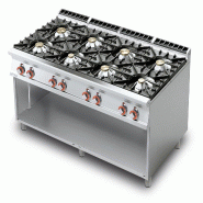 Redcook Cuisinière à gaz à 8 feux avec veilleuse sur le compartiment ouvert. Structure en acier inoxydable. Dimensions 160x90 h90 cm. Modèle PC-91