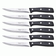 San Ignacio - Lot de 6 couteaux multi-usages 12,5cm en acier inoxydable en couleur noire - Expert - noir inox PK10322
