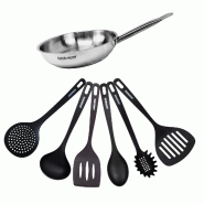 Set de 1 poêle 24 cm en inox et 6 ustensiles Fackelmann Eterna - Acier inoxydable 18/10 3176239943719