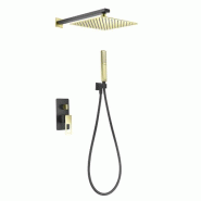 STELLAMEUBLES Ensemble de douche encastré Suède Noir / Or Brillant - 8435668002936