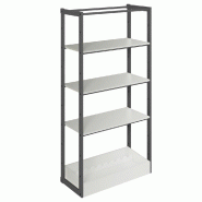 Structure Cage noir suspendue 90x40x180cm 3 tablettes et bac gris alu
