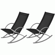 VidaXL Chaises à Bascule De Jardin Lot De 2 Acier Et Textilène Noir - noir 42163