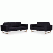 VidaXL Ensemble de canapé 2 pcs tissu noir Modèle Tango - 8719883667096