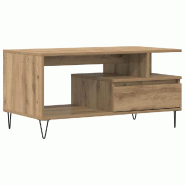VidaXL Table basse chêne artisanal 90x49x45 cm bois d'ingénierie Modèle Tradition Pro - 857453